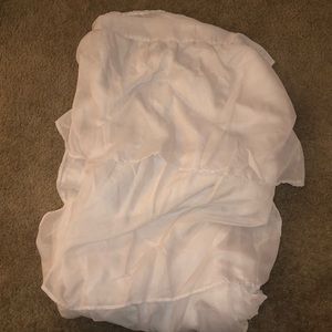 White sheer tiered curtains